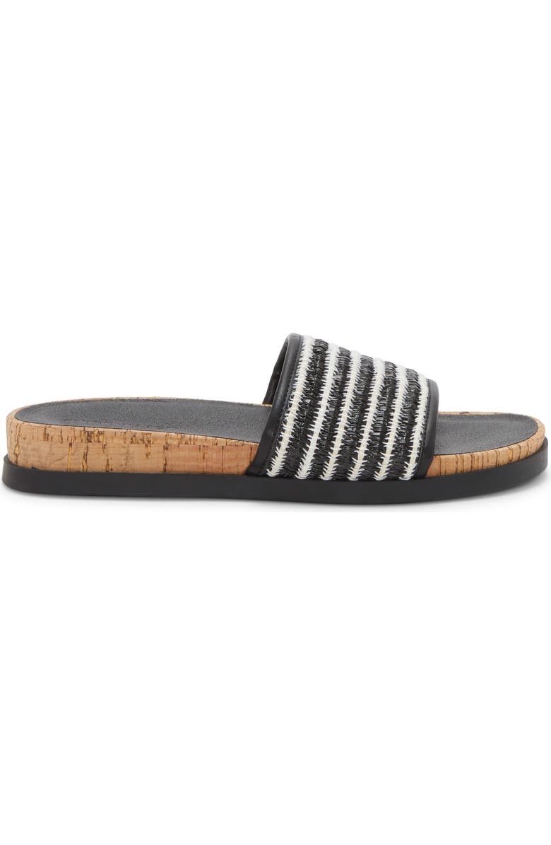 Lucky Brand Dylina Slide Sandal, Alternate, color, Black Multi Raffia