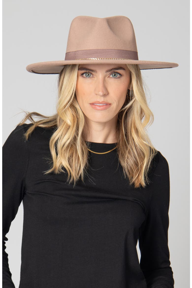 Chain Trim Fedora Hat, Alternate, color, TAUPE