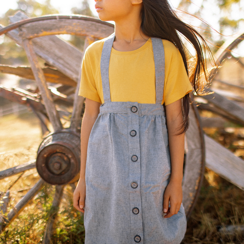 Jackalo Kids' Parker Pinafore Skirt in Blue Gray  product