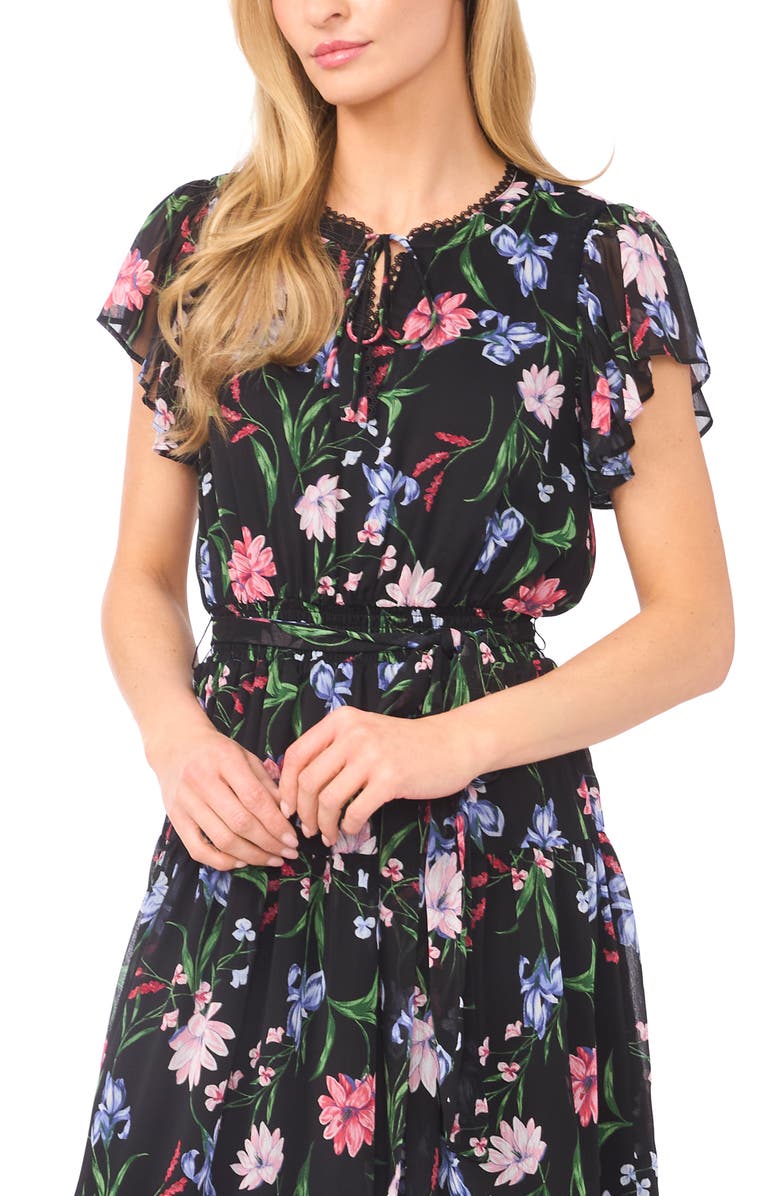 CeCe Floral Keyhole Neck Dress, Alternate, color, 