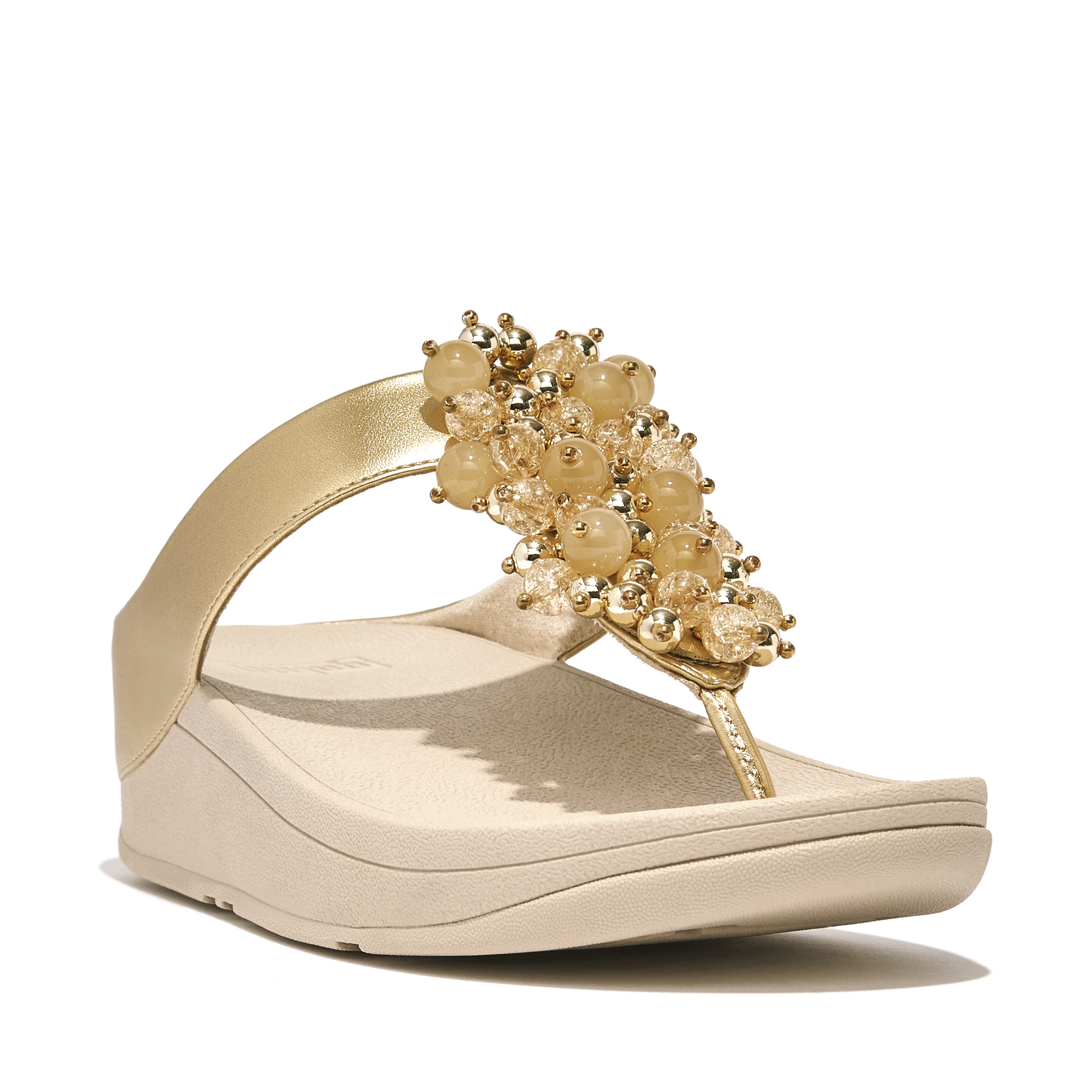 FitFlop Fino Bauble-bead toe-post sandals, Main, color, Platino