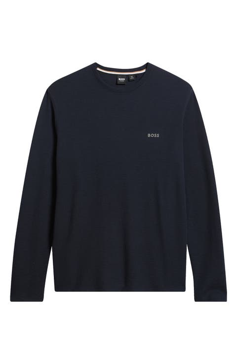 Long Sleeve Waffle Knit Pajama Shirt