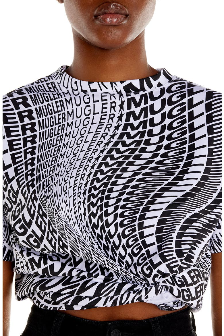 Swirling Mugler Crop Organic Cotton Logo Tee, Alternate, color, WHITE