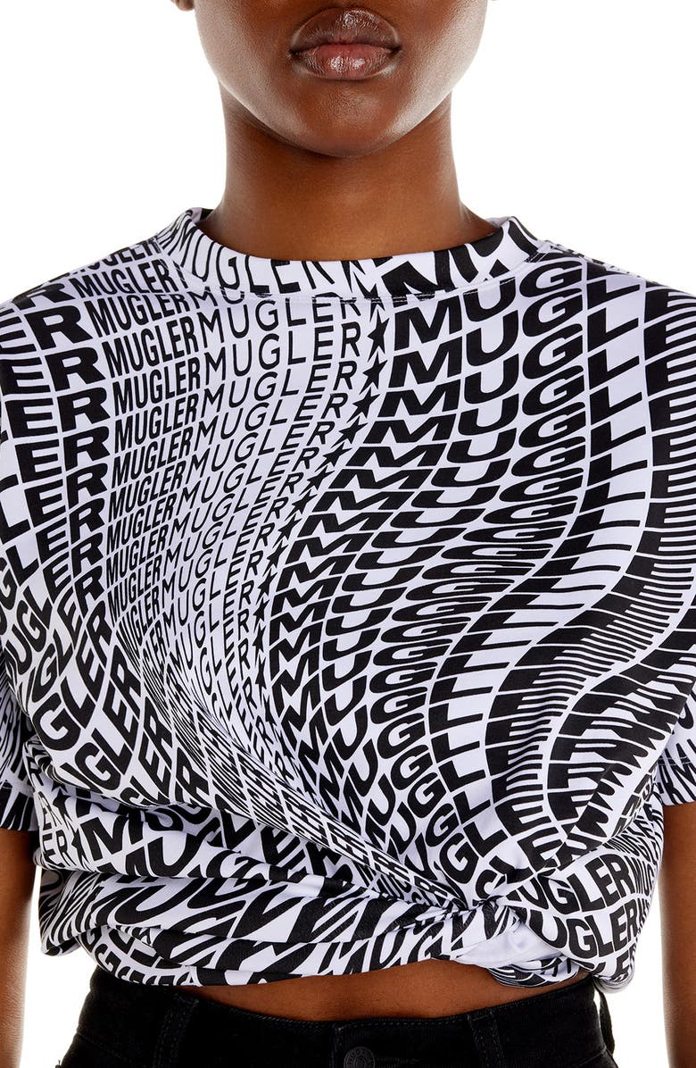 MUGLER Swirling Mugler Crop Organic Cotton Logo Tee, Alternate, color, 