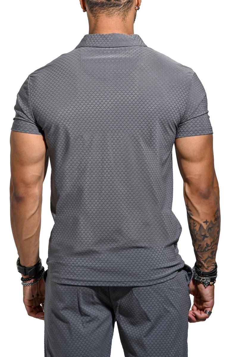 Maceoo Geo Pattern Stretch Nylon Polo, Alternate, color, Grey
