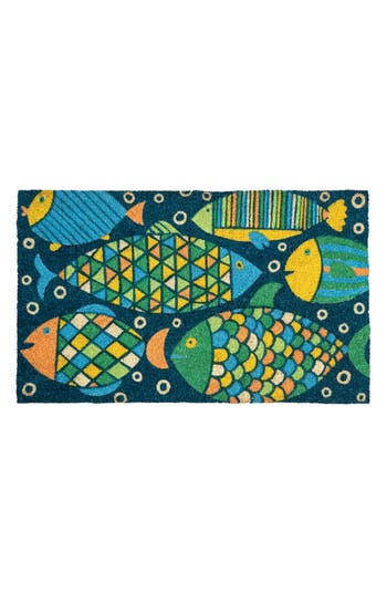 Entryways Fancy Fish Doormat In Blue