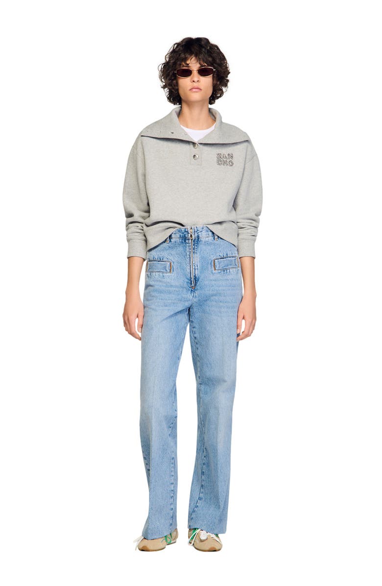 SANDRO Wide-leg jeans, Alternate, color, Blue Jean