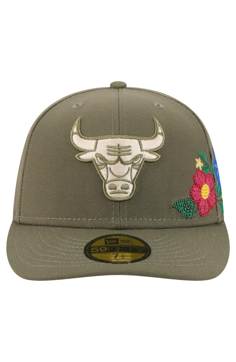 New Era Men's New Era Olive Chicago Bulls Tonal Florals 59FIFTY Fitted Hat, Alternate, color, Olive