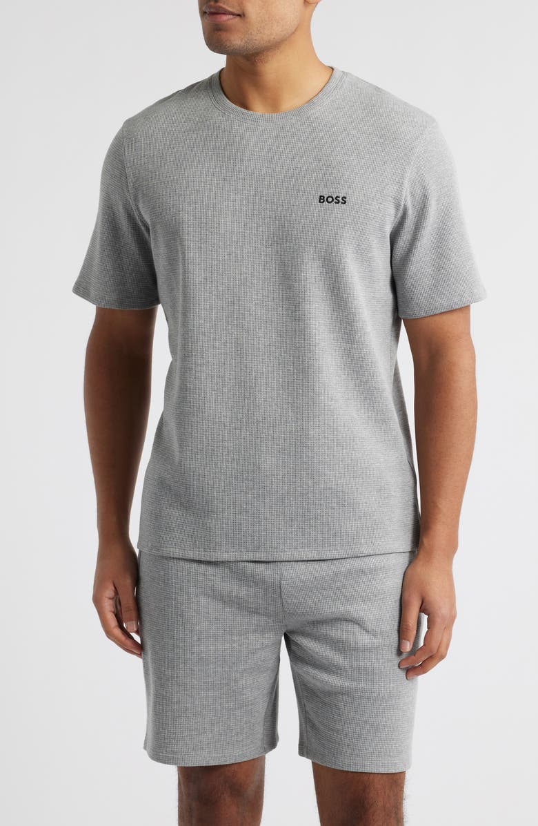 BOSS Waffle Knit Lounge T-Shirt, Main, color, Medium Grey