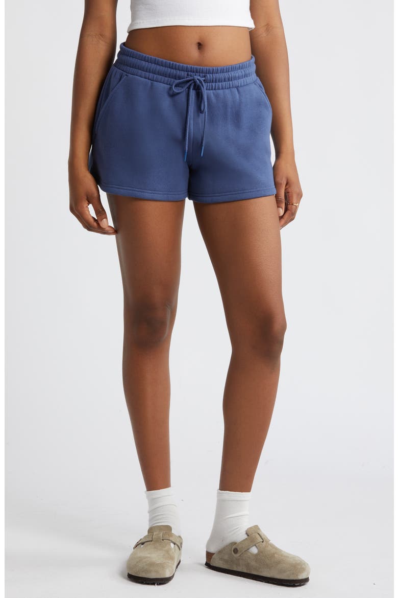 Elastic Waist Fleece Shorts, Main, color, BLUE INDIGO