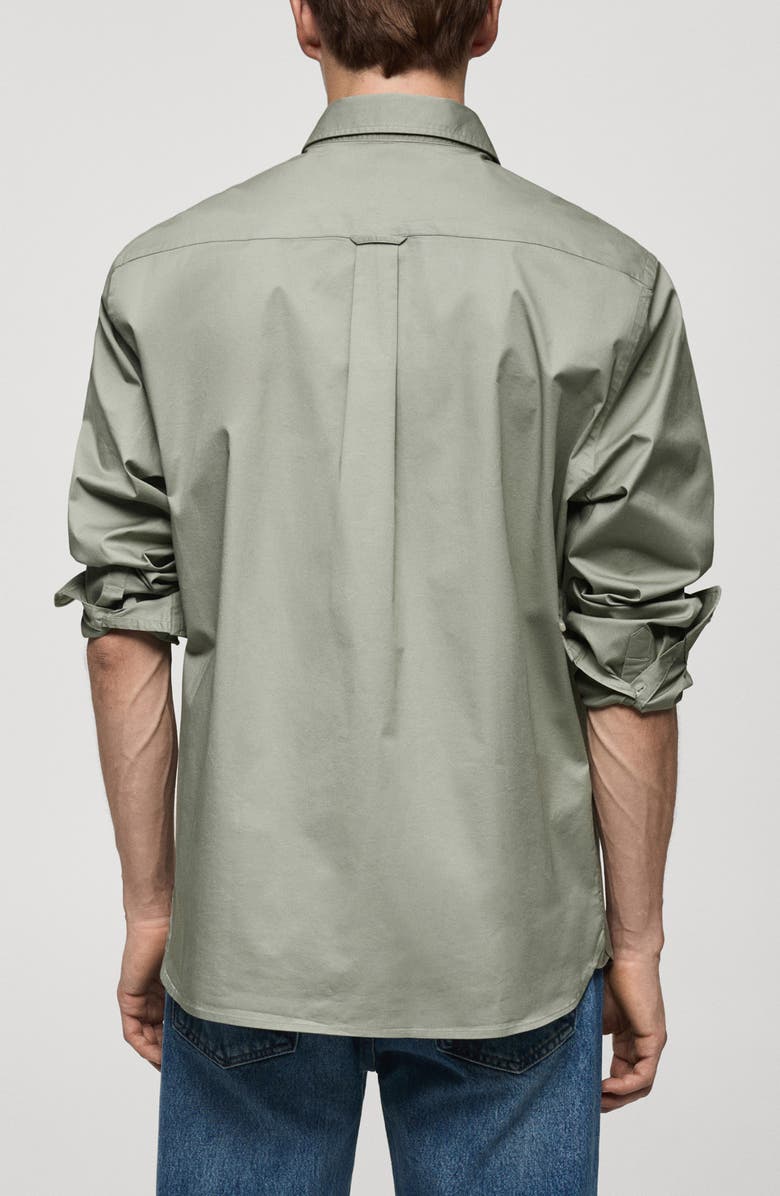 MANGO Regular Fit Stretch Cotton Button-Down Shirt, Alternate, color, Khaki Green