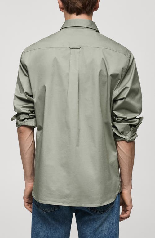 Mango Regular Fit Stretch Cotton Button-down Shirt In Khaki Green