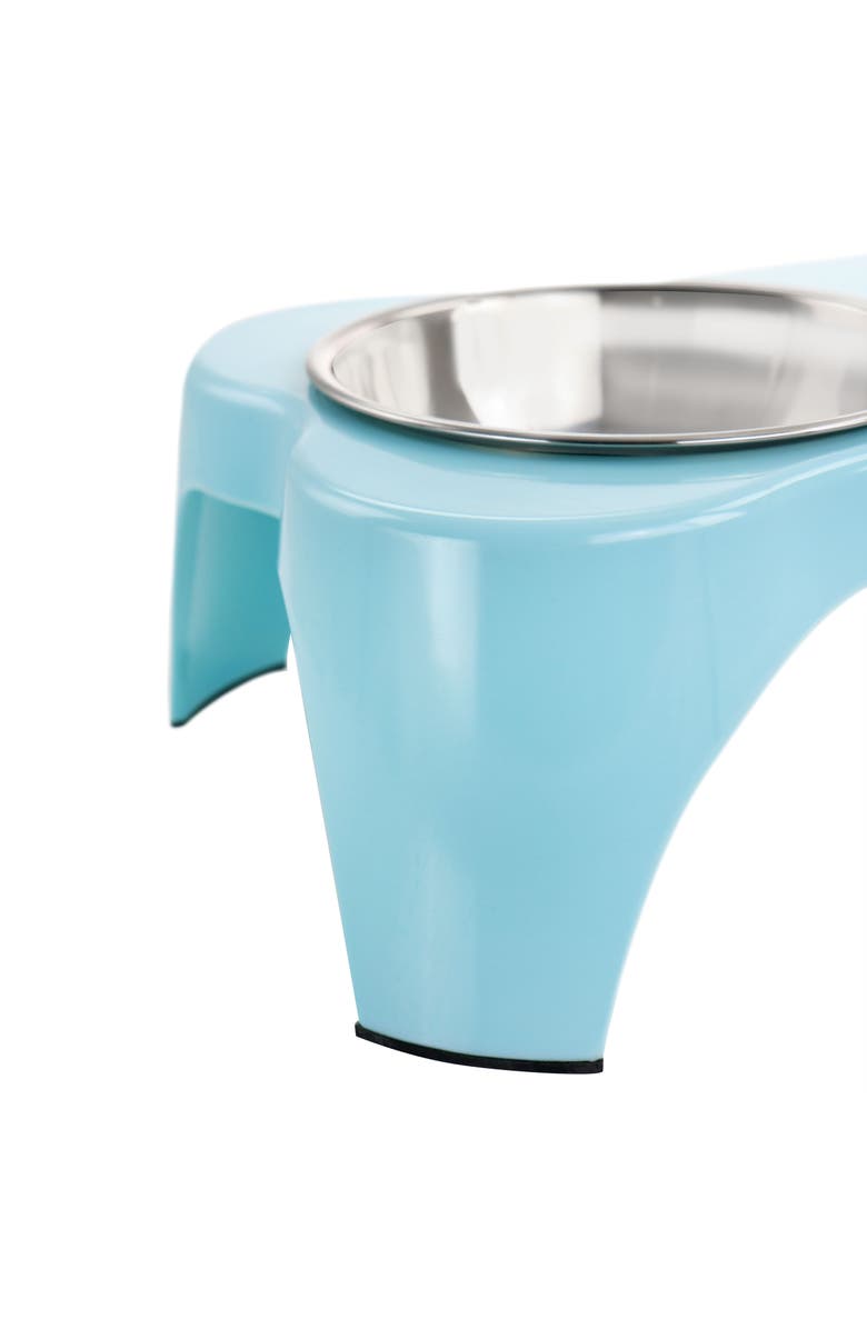 Gibson Home Bow Wow Meow 3 Piece Elevated Pet Bowl Dinner Set, Alternate, color, Teal