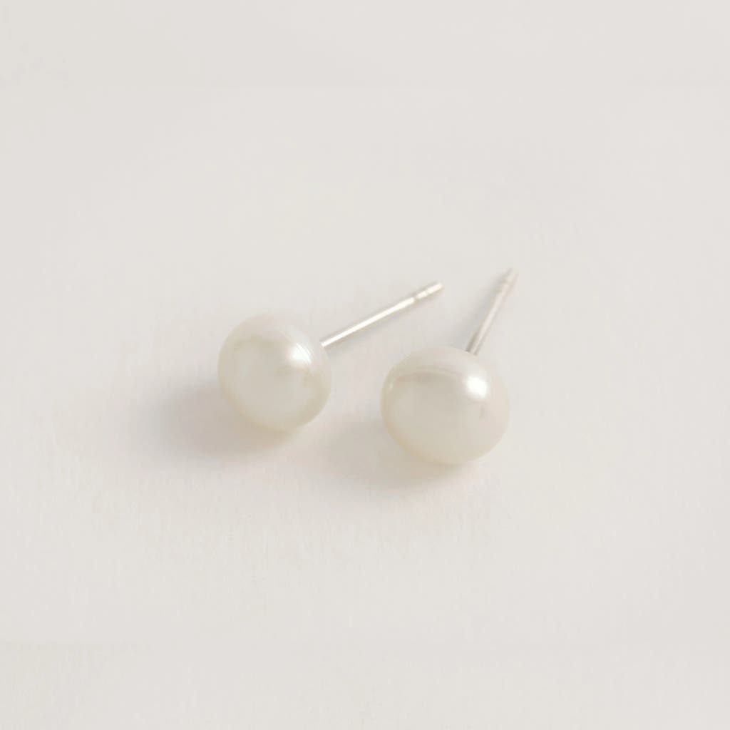 Freya Rose Fresh Water Pearl And Silver Stud Earrings In Brown