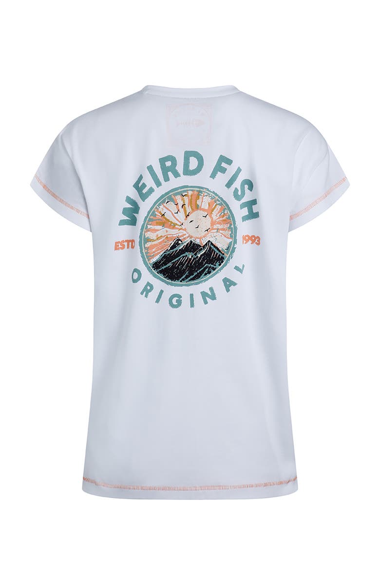 Weird Fish Sunset Summit Back Print Graphic T-Shirt, Alternate, color, White