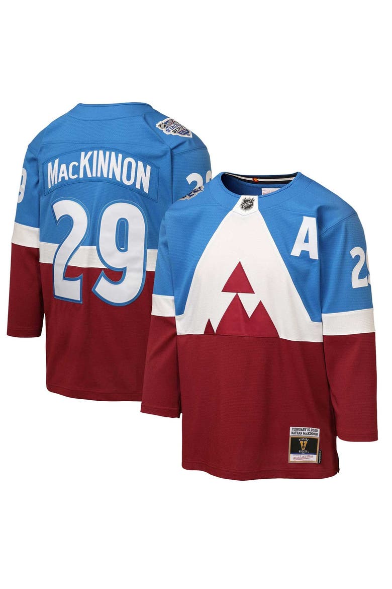 Youth Mitchell & Ness Nathan MacKinnon Blue/Burgundy Colorado Avalanche 2020 Stadium Series Power Play Jersey, Main, color, Blue