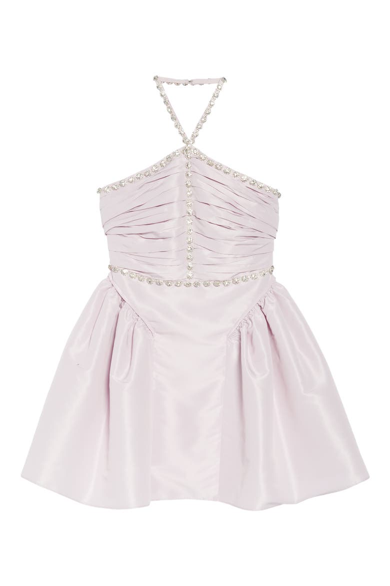 Diamante Detail Halter Neck Taffeta Dress, Alternate, color, LILAC