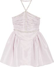 Self-Portrait Diamante Detail Halter Neck Taffeta Dress