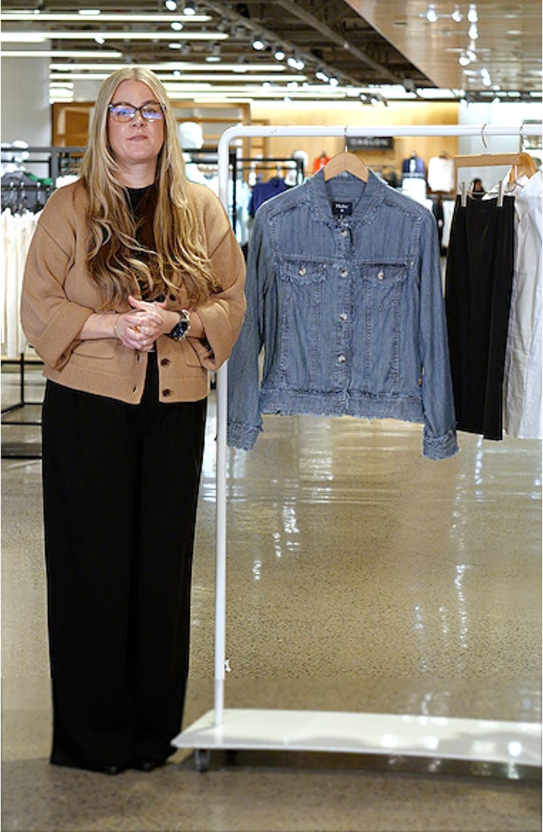 Acid Wash Frayed Trim Denim Jacket, sales video thumbnail