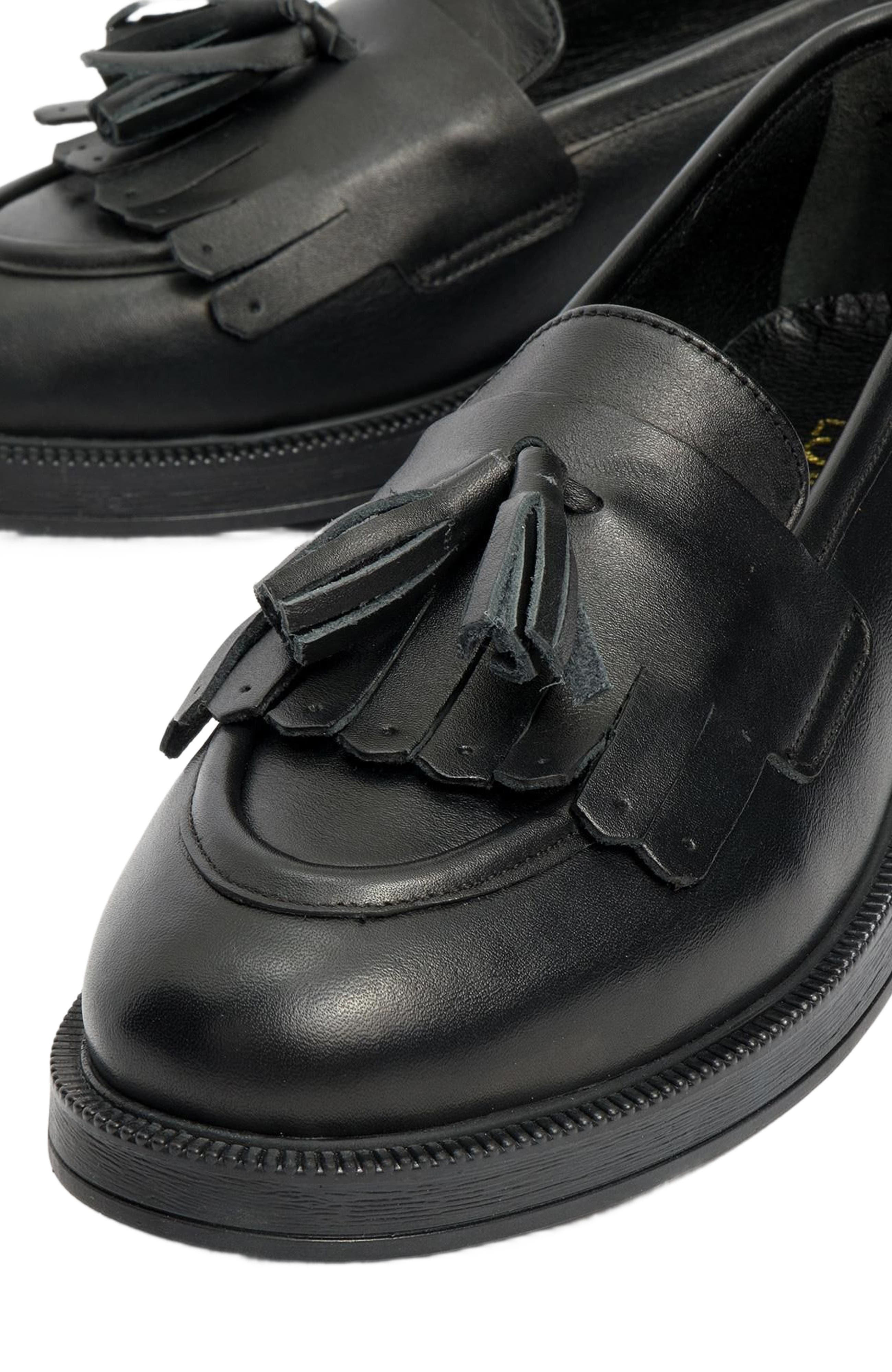 Forever & Always Shoes Milly Leather Tassel Loafer, Alternate, color, Black Leather