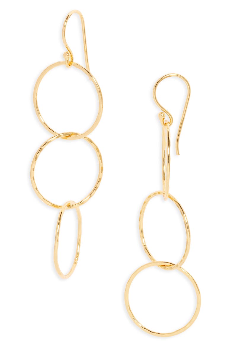Trinity Trio Linear Drop Earrings, Main, color, GOLD