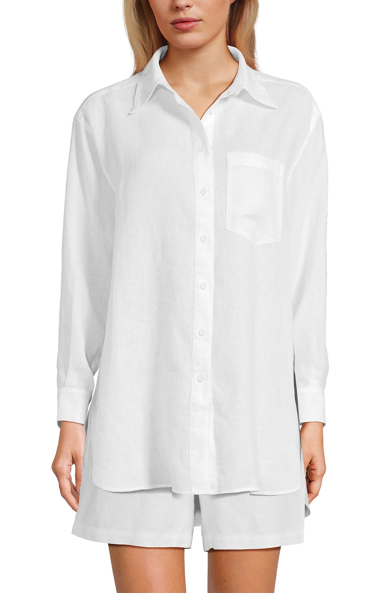 Linen Oversized Button Front Shirt