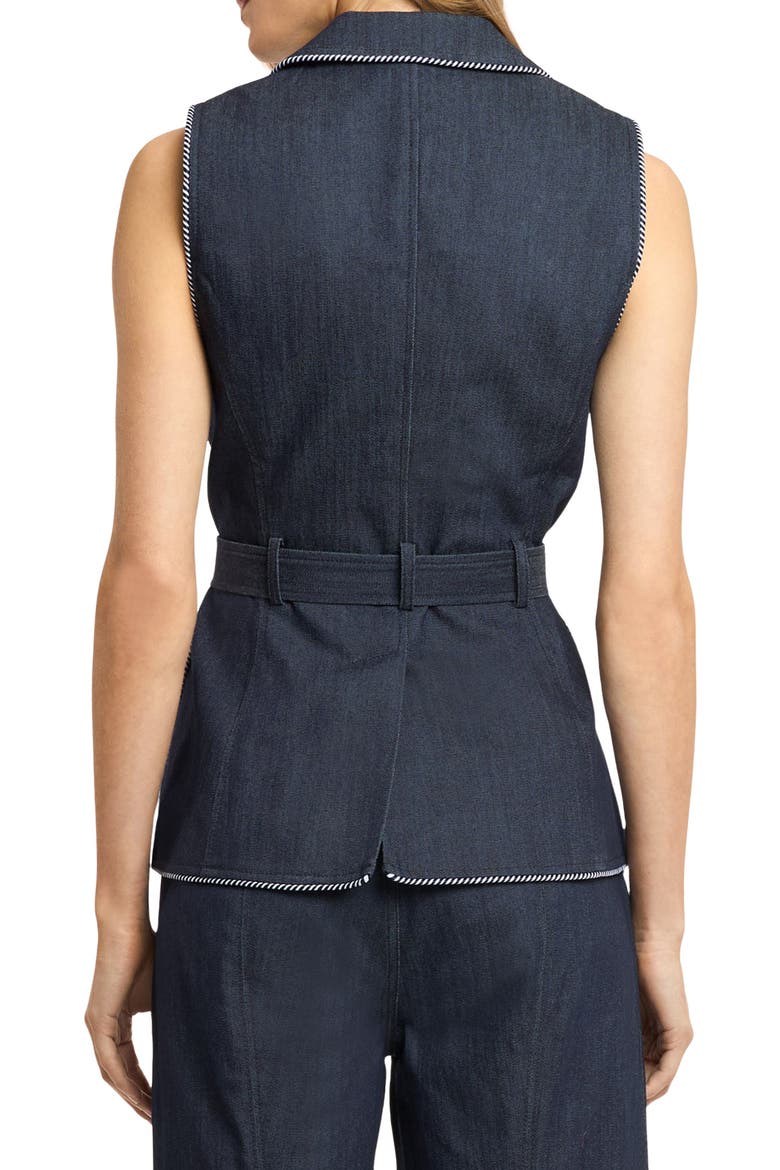 Andrea Whipstitch Trim Denim Vest, Alternate, color, INDIGO