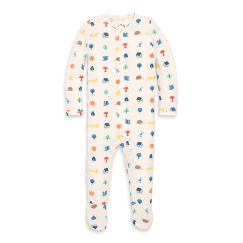Baby Stretch Modal Zip Footie in Prints