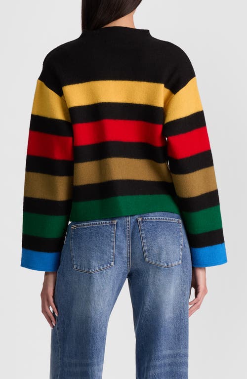 Alice And Olivia Striped Collared Sweater Jacket In Black