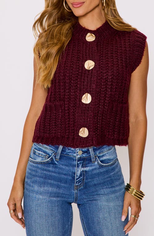 Vici Collection Daphne Hammered Button Sweater Vest In Burgundy