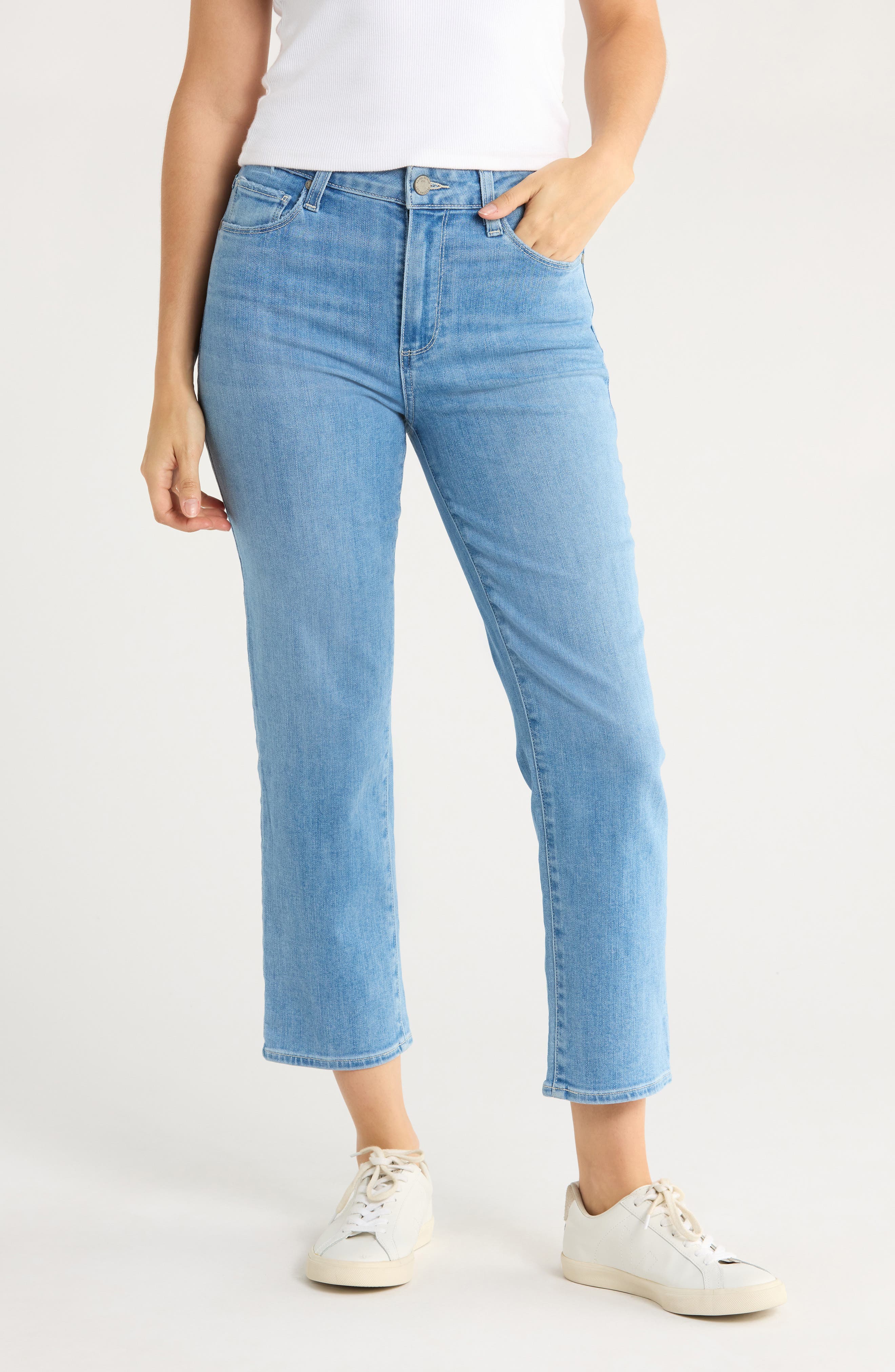 PAIGE Sarah High Waist Crop Straight Leg Jeans
