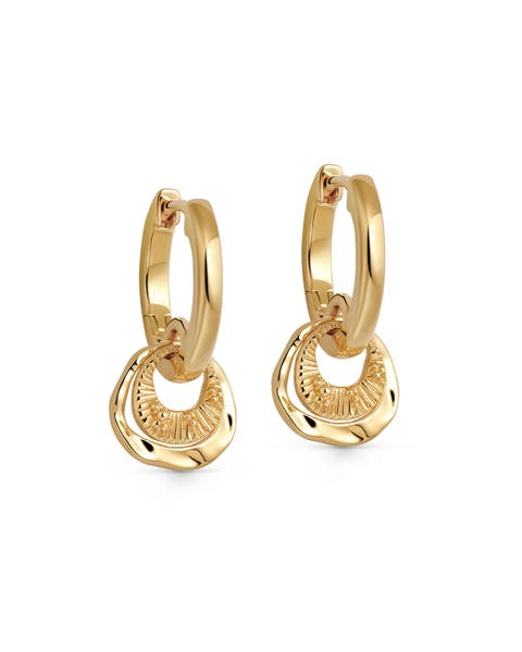 Gold Raye Charm Huggie Hoops