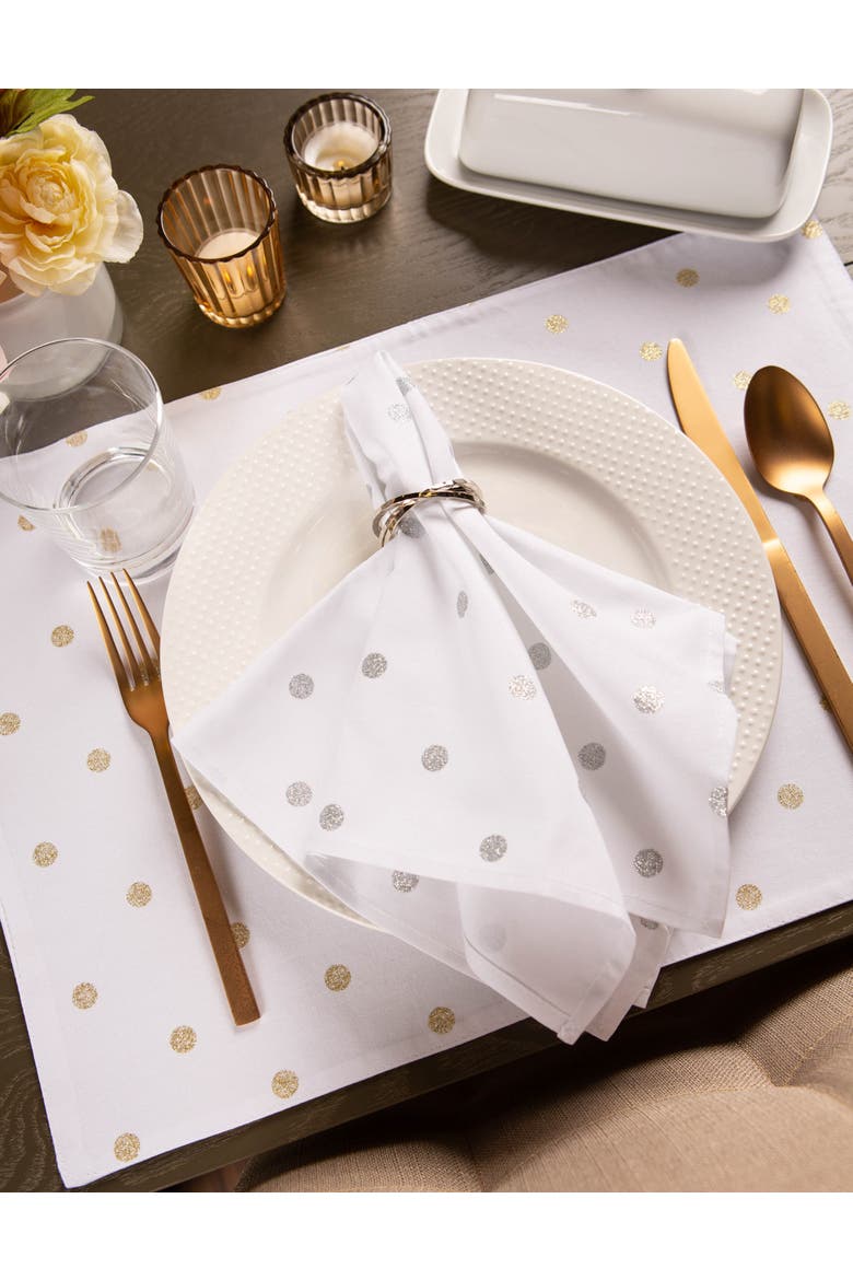 Silver Reversible Polka Dot Placemat Set/4, Alternate, color, Silver