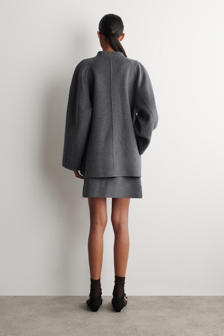 Rounded Double-Faced Wool Jacket, Alternate, color, GRAY MÉLANGE