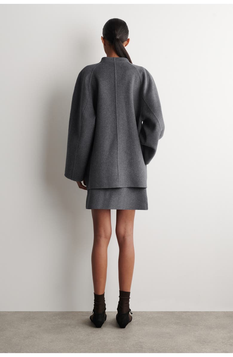 COS Rounded Double-Faced Wool Jacket, Alternate, color, Gray Mélange