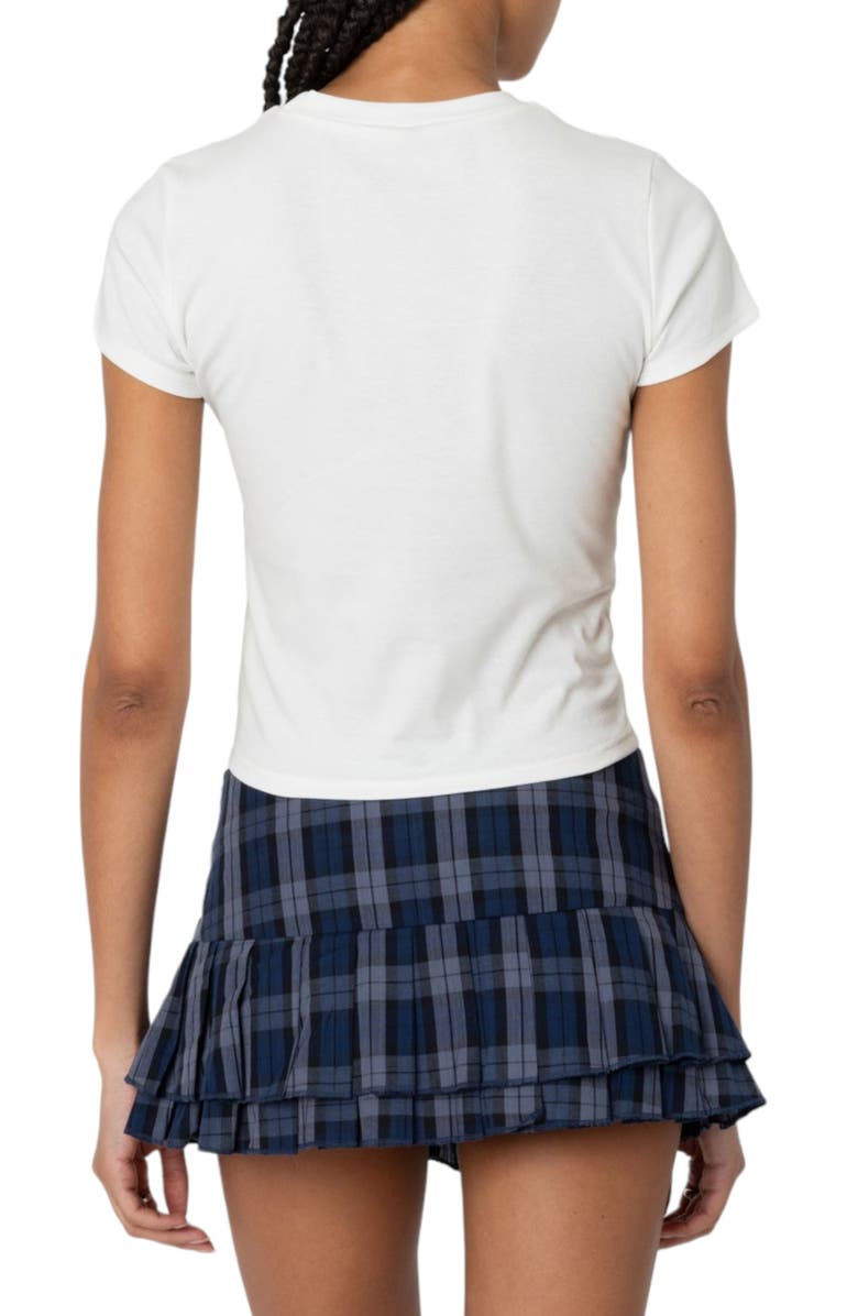 EDIKTED Tuned In Stretch Cotton Graphic Baby Tee, Alternate, color, White