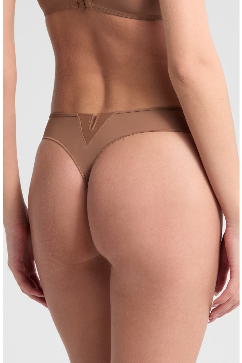 Saga Lace Trim Thong, Alternate, color, TENDER BROWN