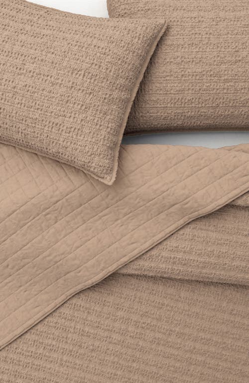 Woven & Weft Waffle Weave 3-piece Quilt Set In Brown