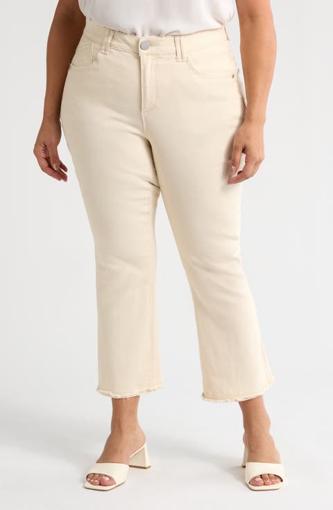 'Ab'Solution Frayed High Waist Ankle Slim Straight Leg Pants (Plus Size) (Nordstrom Exclusive)