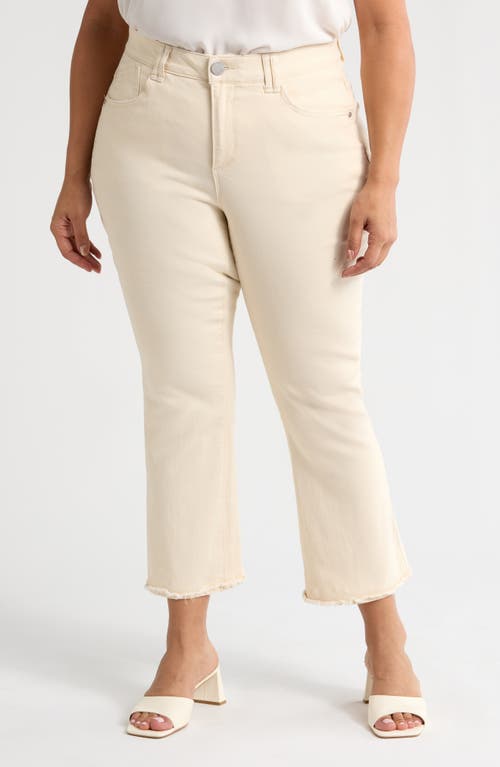 Wit & Wisdom 'ab'solution Frayed High Waist Ankle Slim Straight Leg Pants In Ecru