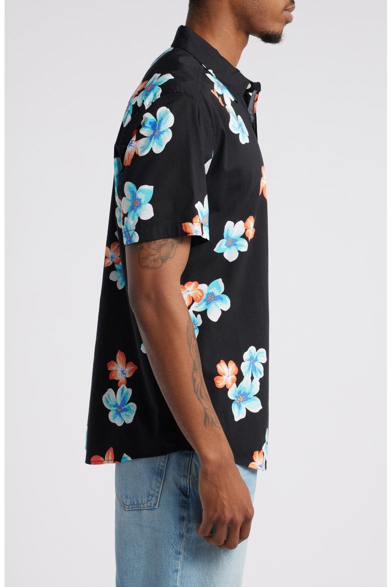 Anytime Short Sleeve Button-Up Shirt, Alternate, color, BLACK