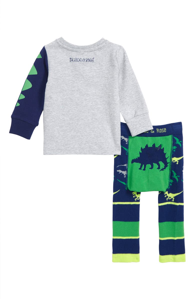 Blade & Rose Stegosaurus T-Shirt & Stripe Leggings Set, Alternate, color,