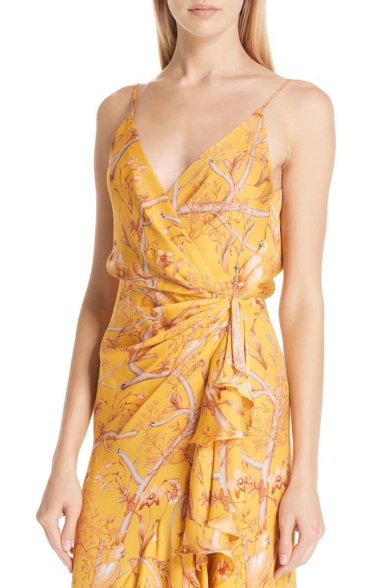 Johanna Ortiz Daffodil Print Silk Midi Dress, Alternate, color,