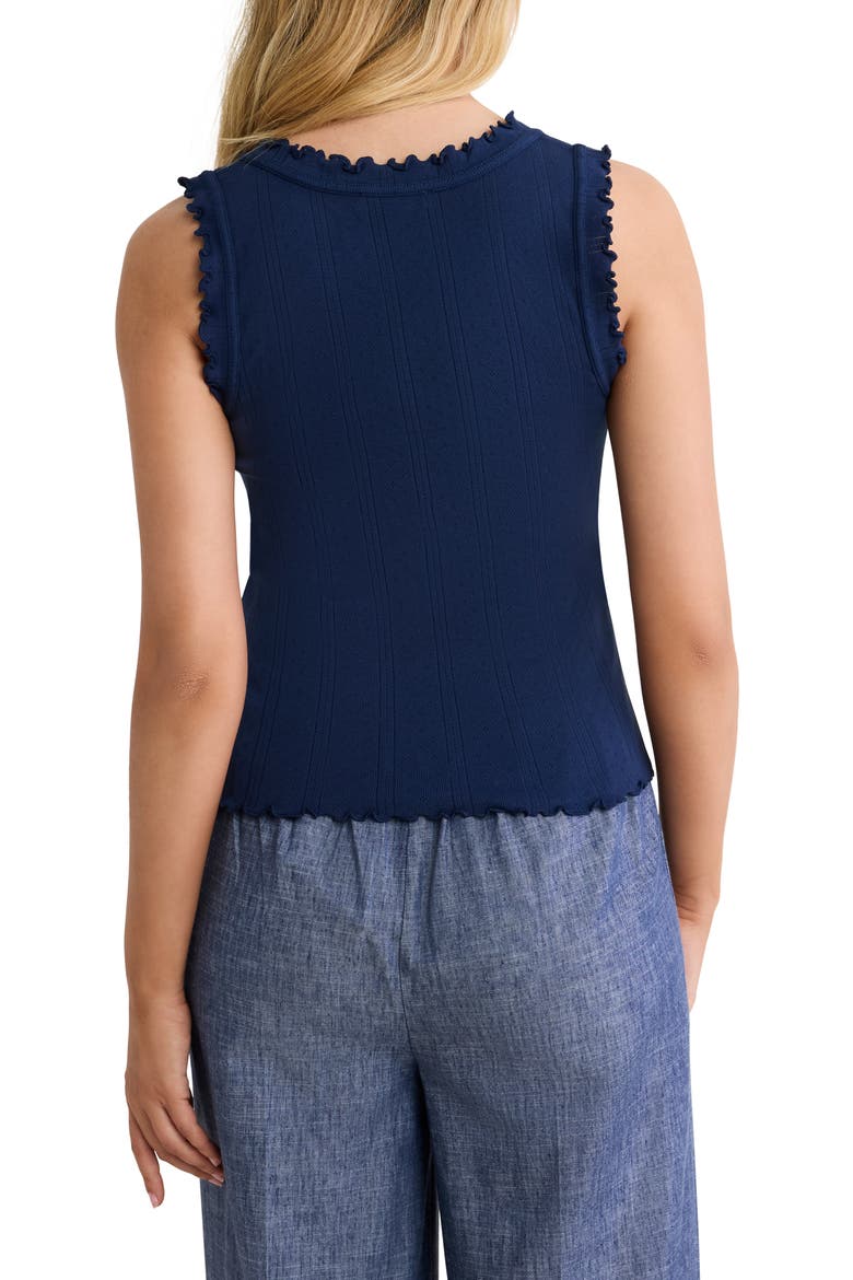 Ella Rib Lettuce Trim Cotton Pointelle Tank, Alternate, color, INK