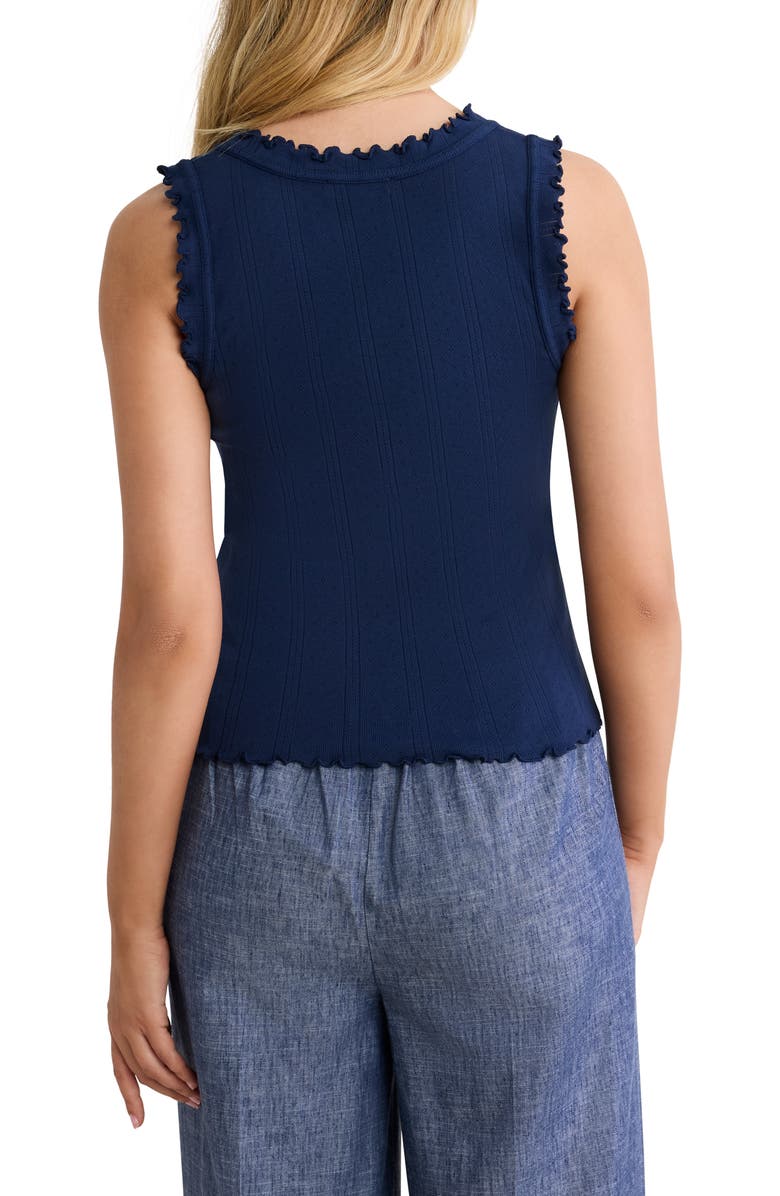 nz BY NIC AND ZOE Ella Rib Lettuce Trim Cotton Pointelle Tank, Alternate, color, Ink