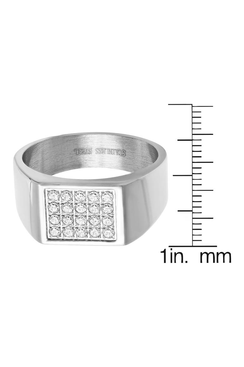 Men's 18k Gold Plated Simulated Diamond Signet Ring, Alternate, color, SILVER