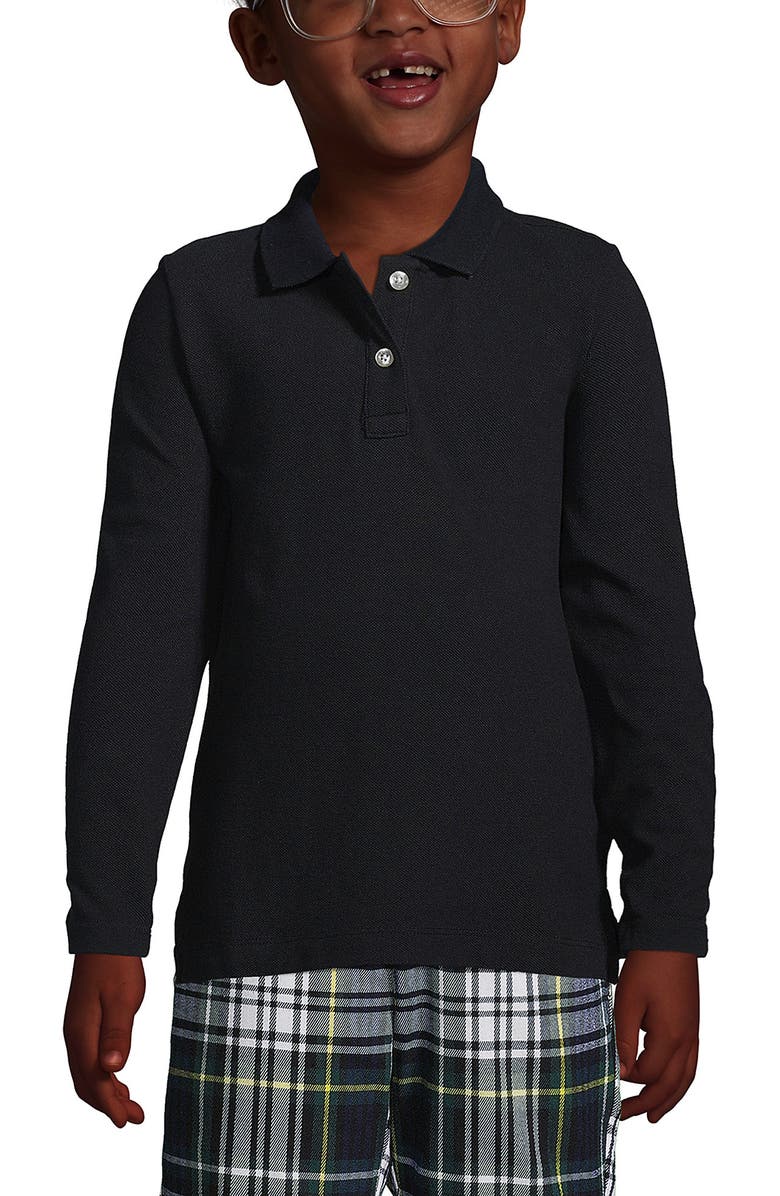 Lands' End School Uniform Girls Long Sleeve Feminine Fit Mesh Polo Shirt, Main, color,