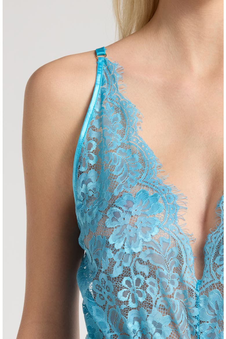 Floral Lace Teddy, Alternate, color, BLUE