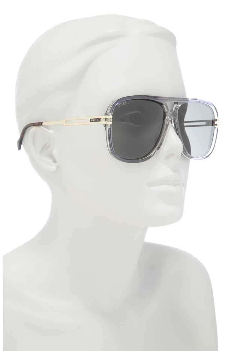 63mm Novelty Aviator Sunglasses, Alternate, color, GREY GOLD GREY