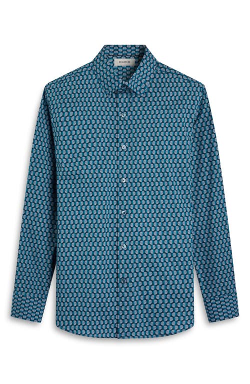 Bugatchi Julian Shaped Fit Geo Print Button-up Shirt In Green